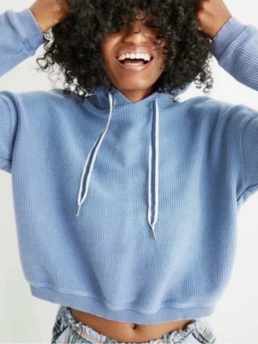 Aerie New Love Corded Cropped Hoodie